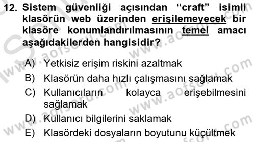 İçerik Yönetim Sistemleri Dersi 2025 - 2026 Yılı (Final) Dönem Sonu Sınav Soruları 12. Soru