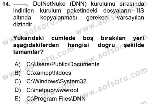 İçerik Yönetim Sistemleri Dersi 2025 - 2026 Yılı (Final) Dönem Sonu Sınav Soruları 14. Soru