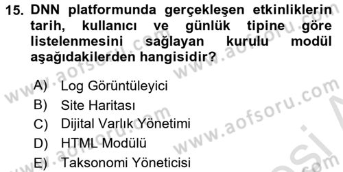 İçerik Yönetim Sistemleri Dersi 2025 - 2026 Yılı (Final) Dönem Sonu Sınav Soruları 15. Soru
