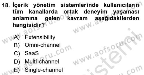 İçerik Yönetim Sistemleri Dersi 2025 - 2026 Yılı (Final) Dönem Sonu Sınav Soruları 18. Soru