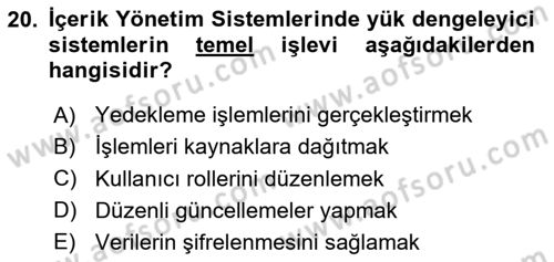 İçerik Yönetim Sistemleri Dersi 2025 - 2026 Yılı (Final) Dönem Sonu Sınav Soruları 20. Soru