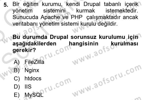 İçerik Yönetim Sistemleri Dersi 2025 - 2026 Yılı (Final) Dönem Sonu Sınav Soruları 5. Soru