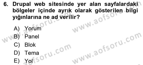 İçerik Yönetim Sistemleri Dersi 2025 - 2026 Yılı (Final) Dönem Sonu Sınav Soruları 6. Soru