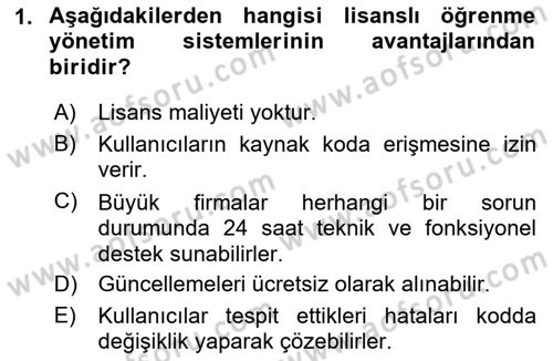 Öğrenme Yönetim Sistemleri Dersi 2017 - 2018 Yılı 3 Ders Sınav Soruları 1. Soru