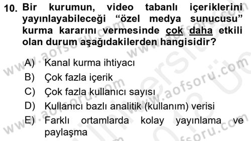 Öğrenme Yönetim Sistemleri Dersi 2017 - 2018 Yılı 3 Ders Sınav Soruları 10. Soru