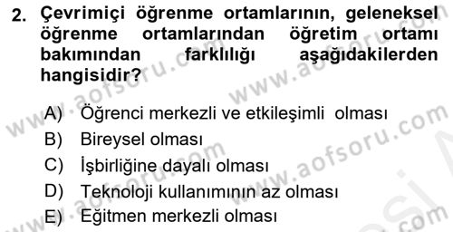 Öğrenme Yönetim Sistemleri Dersi 2017 - 2018 Yılı 3 Ders Sınav Soruları 2. Soru