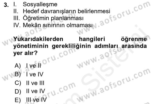 Öğrenme Yönetim Sistemleri Dersi 2017 - 2018 Yılı (Vize) Ara Sınav Soruları 3. Soru