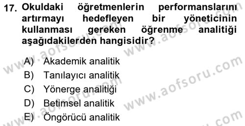 Öğrenme Yönetim Sistemleri Dersi 2017 - 2018 Yılı (Final) Dönem Sonu Sınav Soruları 17. Soru