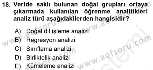Öğrenme Yönetim Sistemleri Dersi 2017 - 2018 Yılı (Final) Dönem Sonu Sınav Soruları 18. Soru