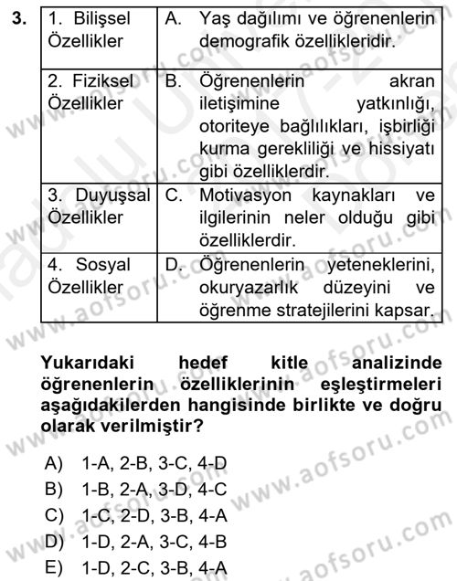 Öğrenme Yönetim Sistemleri Dersi 2017 - 2018 Yılı (Final) Dönem Sonu Sınav Soruları 3. Soru