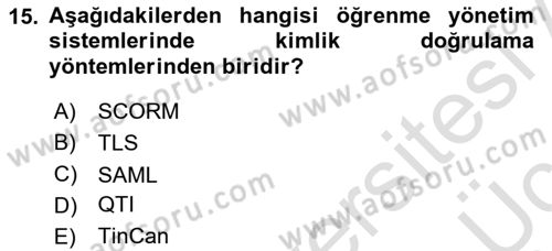Öğrenme Yönetim Sistemleri Dersi 2018 - 2019 Yılı 3 Ders Sınav Soruları 15. Soru