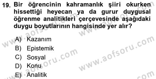 Öğrenme Yönetim Sistemleri Dersi 2018 - 2019 Yılı 3 Ders Sınav Soruları 19. Soru