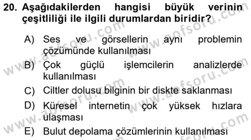 Öğrenme Yönetim Sistemleri Dersi 2018 - 2019 Yılı 3 Ders Sınav Soruları 20. Soru