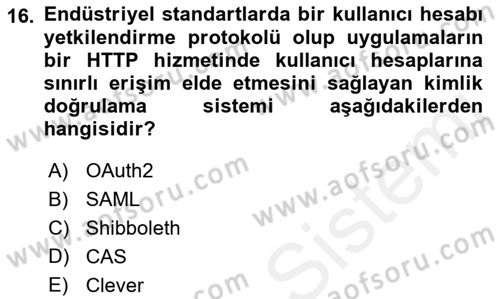 Öğrenme Yönetim Sistemleri Dersi 2018 - 2019 Yılı (Final) Dönem Sonu Sınav Soruları 16. Soru