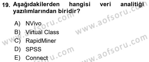 Öğrenme Yönetim Sistemleri Dersi 2018 - 2019 Yılı (Final) Dönem Sonu Sınav Soruları 19. Soru