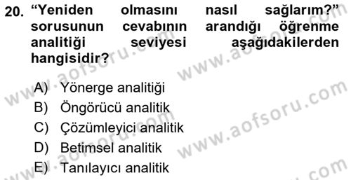 Öğrenme Yönetim Sistemleri Dersi 2018 - 2019 Yılı (Final) Dönem Sonu Sınav Soruları 20. Soru