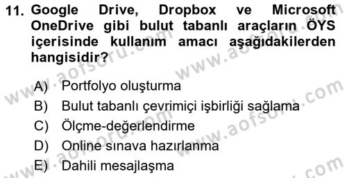 Öğrenme Yönetim Sistemleri Dersi 2018 - 2019 Yılı Yaz Okulu Sınav Soruları 11. Soru