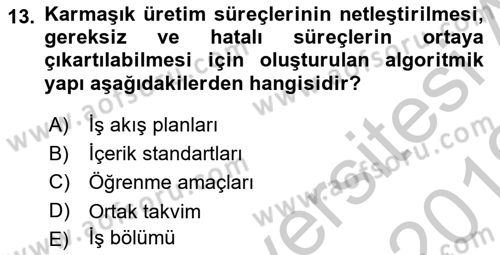 Öğrenme Yönetim Sistemleri Dersi 2018 - 2019 Yılı Yaz Okulu Sınav Soruları 13. Soru
