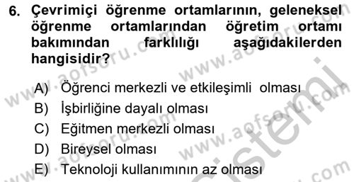 Öğrenme Yönetim Sistemleri Dersi 2018 - 2019 Yılı Yaz Okulu Sınav Soruları 6. Soru