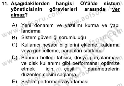 Öğrenme Yönetim Sistemleri Dersi 2020 - 2021 Yılı Yaz Okulu Sınav Soruları 11. Soru