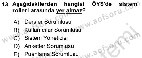 Öğrenme Yönetim Sistemleri Dersi 2021 - 2022 Yılı (Vize) Ara Sınav Soruları 13. Soru