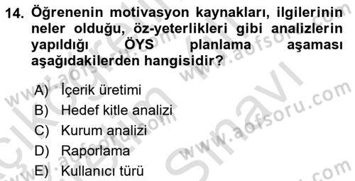 Öğrenme Yönetim Sistemleri Dersi 2021 - 2022 Yılı (Vize) Ara Sınav Soruları 14. Soru