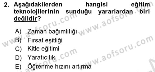 Öğrenme Yönetim Sistemleri Dersi 2021 - 2022 Yılı (Vize) Ara Sınav Soruları 2. Soru