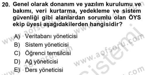 Öğrenme Yönetim Sistemleri Dersi 2021 - 2022 Yılı (Vize) Ara Sınav Soruları 20. Soru