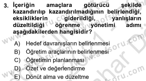 Öğrenme Yönetim Sistemleri Dersi 2021 - 2022 Yılı (Vize) Ara Sınav Soruları 3. Soru