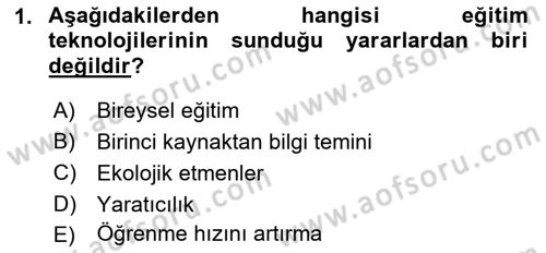 Öğrenme Yönetim Sistemleri Dersi 2021 - 2022 Yılı (Final) Dönem Sonu Sınav Soruları 1. Soru