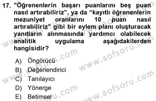 Öğrenme Yönetim Sistemleri Dersi 2021 - 2022 Yılı (Final) Dönem Sonu Sınav Soruları 17. Soru