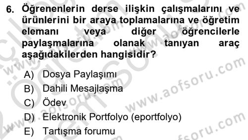 Öğrenme Yönetim Sistemleri Dersi 2021 - 2022 Yılı (Final) Dönem Sonu Sınav Soruları 6. Soru