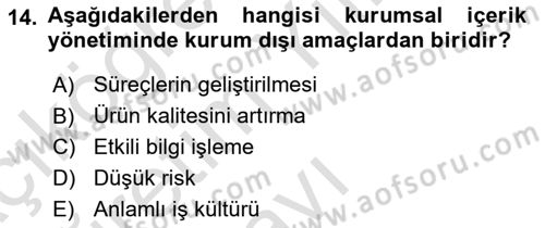 Öğrenme Yönetim Sistemleri Dersi 2021 - 2022 Yılı Yaz Okulu Sınavı 14. Soru