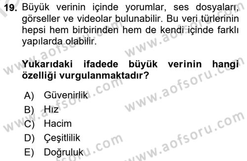 Öğrenme Yönetim Sistemleri Dersi 2021 - 2022 Yılı Yaz Okulu Sınavı 19. Soru