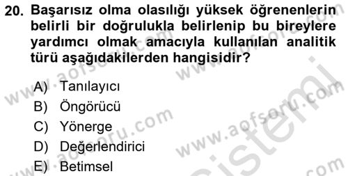 Öğrenme Yönetim Sistemleri Dersi 2021 - 2022 Yılı Yaz Okulu Sınavı 20. Soru