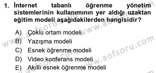 Öğrenme Yönetim Sistemleri Dersi 2022 - 2023 Yılı Yaz Okulu Sınav Soruları 1. Soru