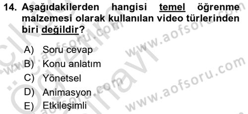 Öğrenme Yönetim Sistemleri Dersi 2022 - 2023 Yılı Yaz Okulu Sınav Soruları 14. Soru