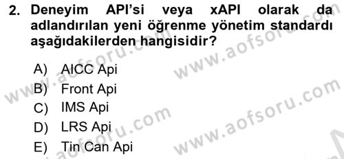 Öğrenme Yönetim Sistemleri Dersi 2022 - 2023 Yılı Yaz Okulu Sınav Soruları 2. Soru