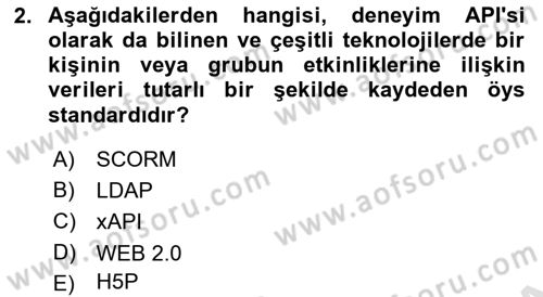 Öğrenme Yönetim Sistemleri Dersi 2023 - 2024 Yılı (Vize) Ara Sınav Soruları 2. Soru
