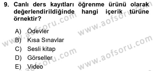 Öğrenme Yönetim Sistemleri Dersi 2023 - 2024 Yılı (Final) Dönem Sonu Sınav Soruları 9. Soru