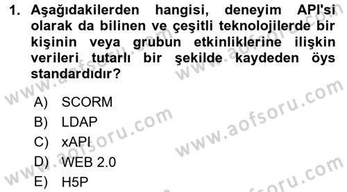Öğrenme Yönetim Sistemleri Dersi 2023 - 2024 Yılı Yaz Okulu Sınav Soruları 1. Soru