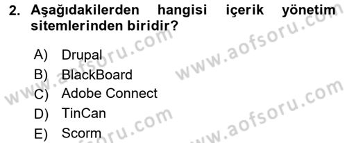 Öğrenme Yönetim Sistemleri Dersi 2023 - 2024 Yılı Yaz Okulu Sınav Soruları 2. Soru