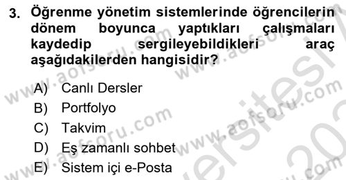 Öğrenme Yönetim Sistemleri Dersi 2023 - 2024 Yılı Yaz Okulu Sınav Soruları 3. Soru