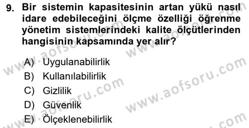 Öğrenme Yönetim Sistemleri Dersi 2023 - 2024 Yılı Yaz Okulu Sınav Soruları 9. Soru