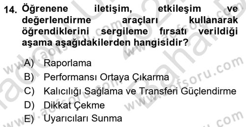 Öğrenme Yönetim Sistemleri Dersi 2024 - 2025 Yılı (Vize) Ara Sınav Soruları 14. Soru