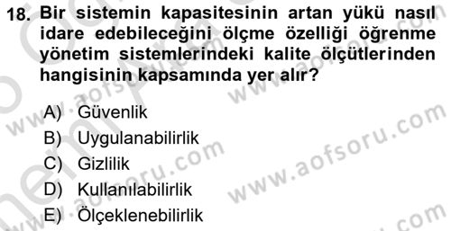 Öğrenme Yönetim Sistemleri Dersi 2024 - 2025 Yılı (Vize) Ara Sınav Soruları 18. Soru