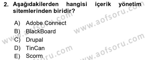 Öğrenme Yönetim Sistemleri Dersi 2024 - 2025 Yılı (Vize) Ara Sınav Soruları 2. Soru