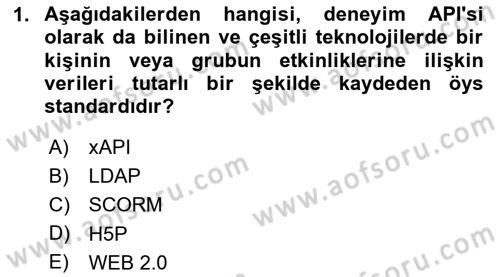 Öğrenme Yönetim Sistemleri Dersi 2024 - 2025 Yılı (Final) Dönem Sonu Sınav Soruları 1. Soru
