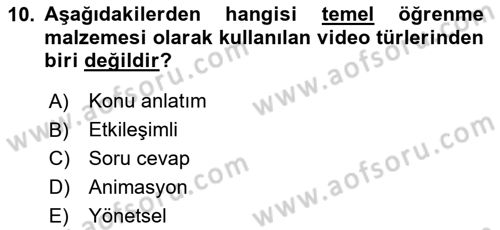 Öğrenme Yönetim Sistemleri Dersi 2024 - 2025 Yılı (Final) Dönem Sonu Sınav Soruları 10. Soru