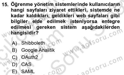 Öğrenme Yönetim Sistemleri Dersi 2024 - 2025 Yılı (Final) Dönem Sonu Sınav Soruları 15. Soru